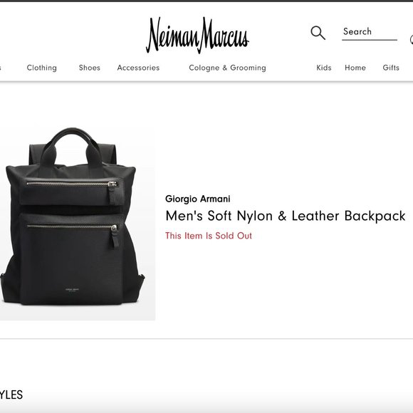 Giorgio Armani Men\'s Soft Nylon & Leather Backpack - BRAND NEW WITH TAGS main image 11